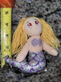 4 inch mini plush mermaid purple yellow by fun stuff inc to fit in pouch of mom