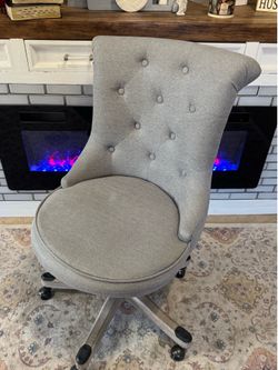 Gray Tufted Barrel Office Chair