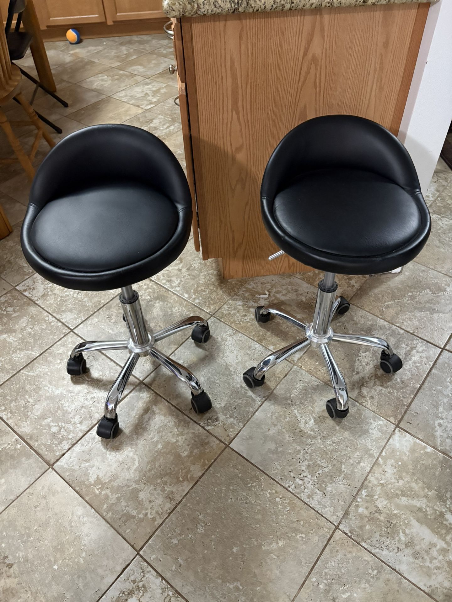 Set Of 2 Rolling Bar Stools