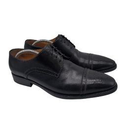 SANTONI Mens Black Leather Perf Cap Toe Oxford UK 10.5/US 11.5 D Shoe Italy $730