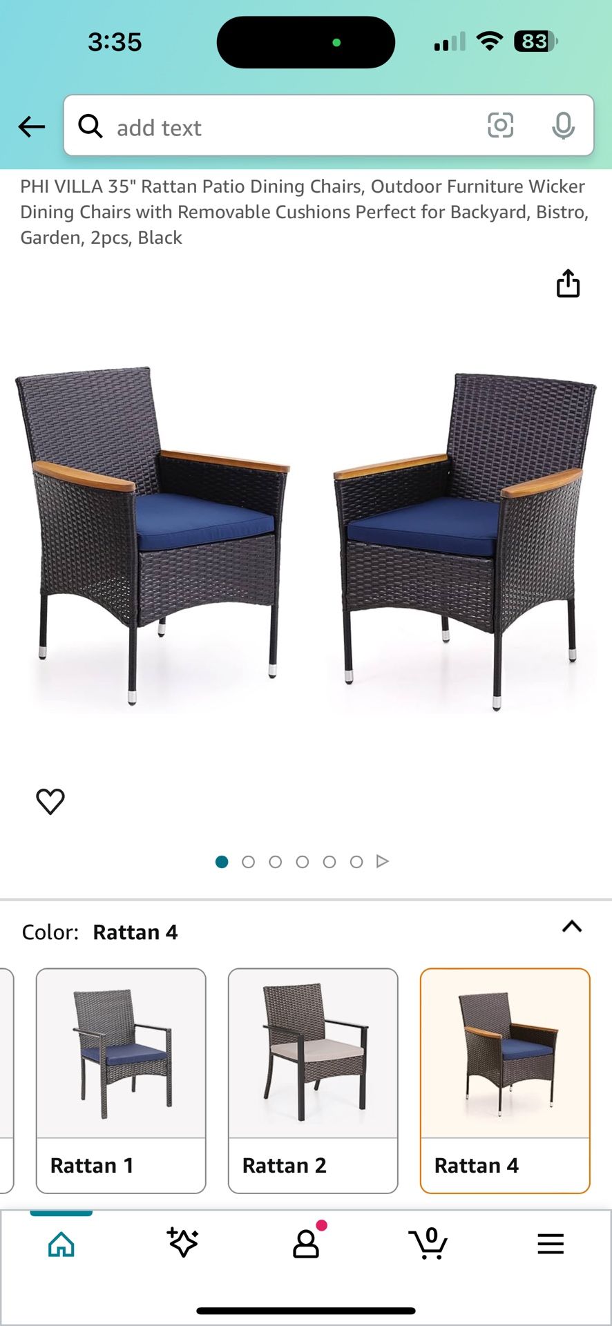 35" Rattan Patio Dining Chairs