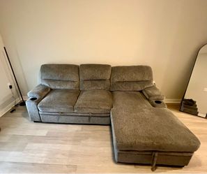 L-Shaped Sofa with Storage and Pull-out Couch