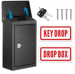 Yaocom Metal Key Drop Box with Lock, 2 Keys for Cash Donation Secure, Black
Wall Mount with Top Slot, 2 Reflective Signs, 10 X 5.5 X 3 Inch Secure Mai