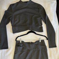 NWT Guess 2-Piece Set Gray Crop Top & Pencil Skirt Women’s Size L