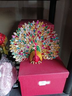 Large Peacock With Jewels Encrusted