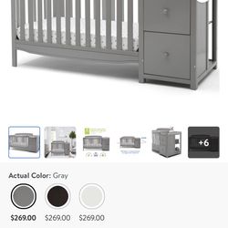 Delta Children Mason 6-in-1 Convertible Crib and Changer, Gray