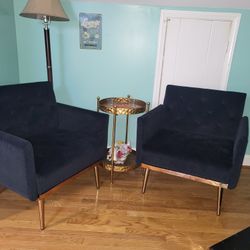 Black Velvet Gold Leg Chairs And Bar Table