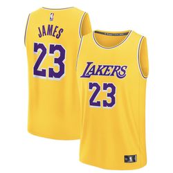 LeBron James Los Angeles Lakers Fanatics Fast Break Jersey Men’s Size Large Gold