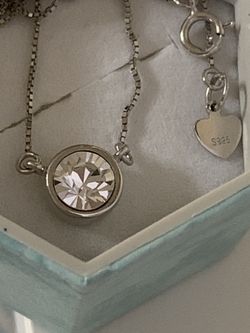 925 Sterling silver and 6mm Shining Swarovski crystal necklace , 16.5 inch