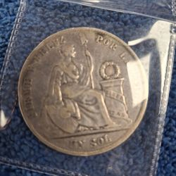 Un Sol Peru Silver Coin From 1869