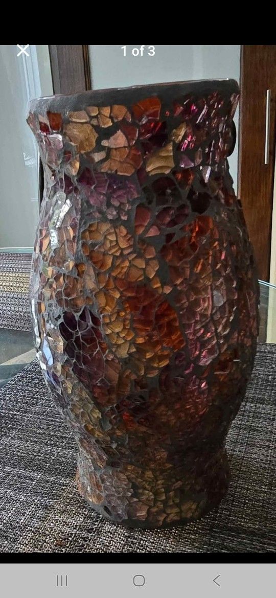 Mosaic hurricane glass candle holder
