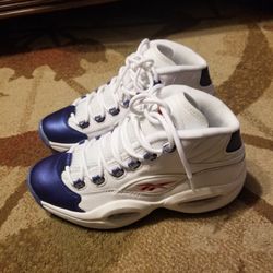 Men's Reebok Question Mid Blue Toe Basketball Shoes Size 8