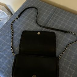Black leather shoulder bag