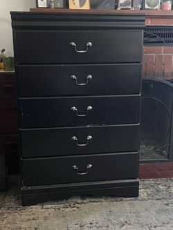 Black 5-Drawer Tall Chest Dresser