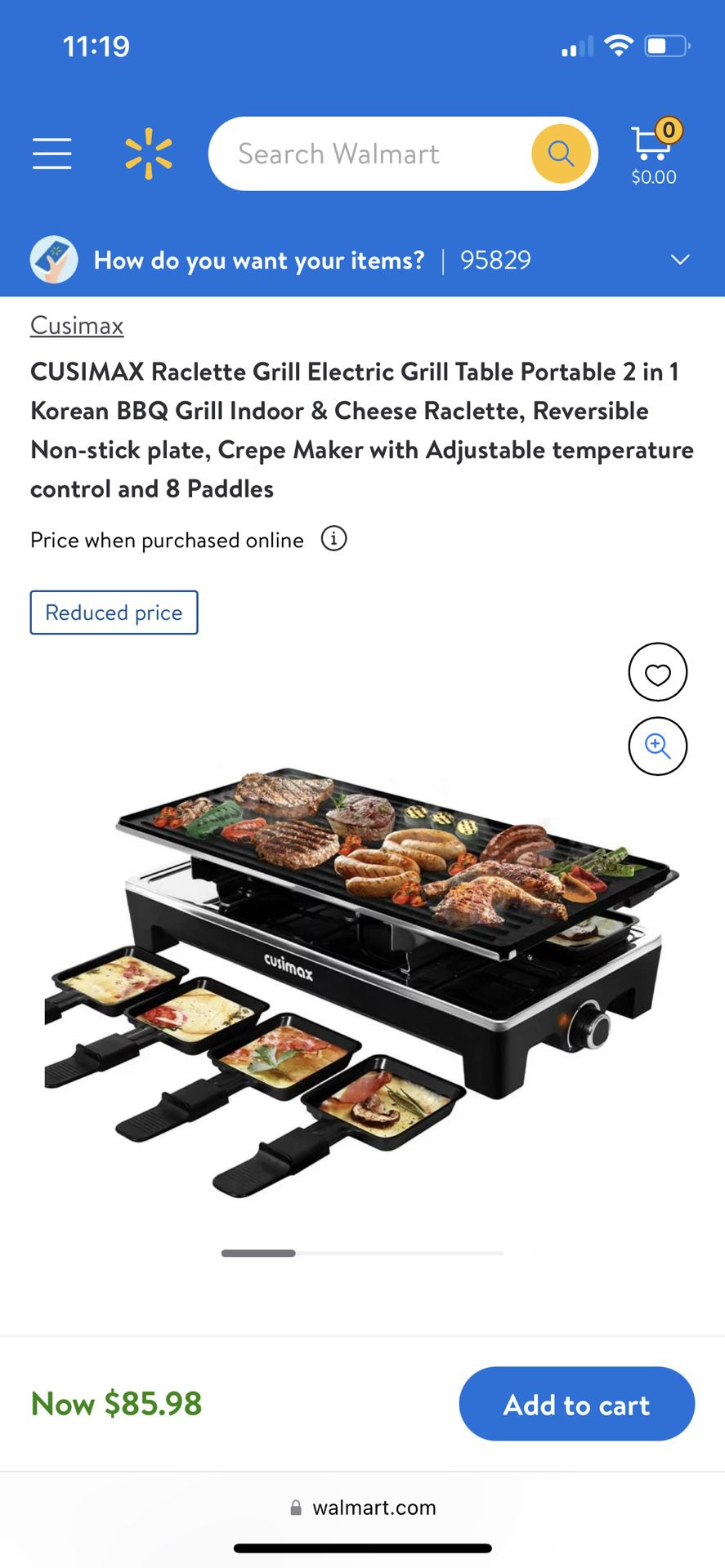  CUSIMAX Raclette Grill Electric Grill Table Portable 2 in 1  Korean BBQ Grill Indoor & Cheese Raclette, Reversible Non-stick plate,  Crepe Maker with Adjustable temperature control and 8 Paddles : Home