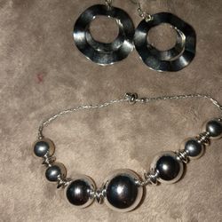 Silver Earrings & Bracelet Set