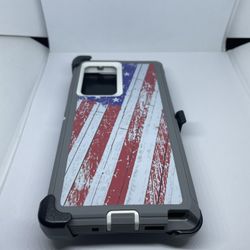 For Samsung Galaxy Note 20 Ultra 5G  Belt Clíp Case Holster USA Flag Camouflage 