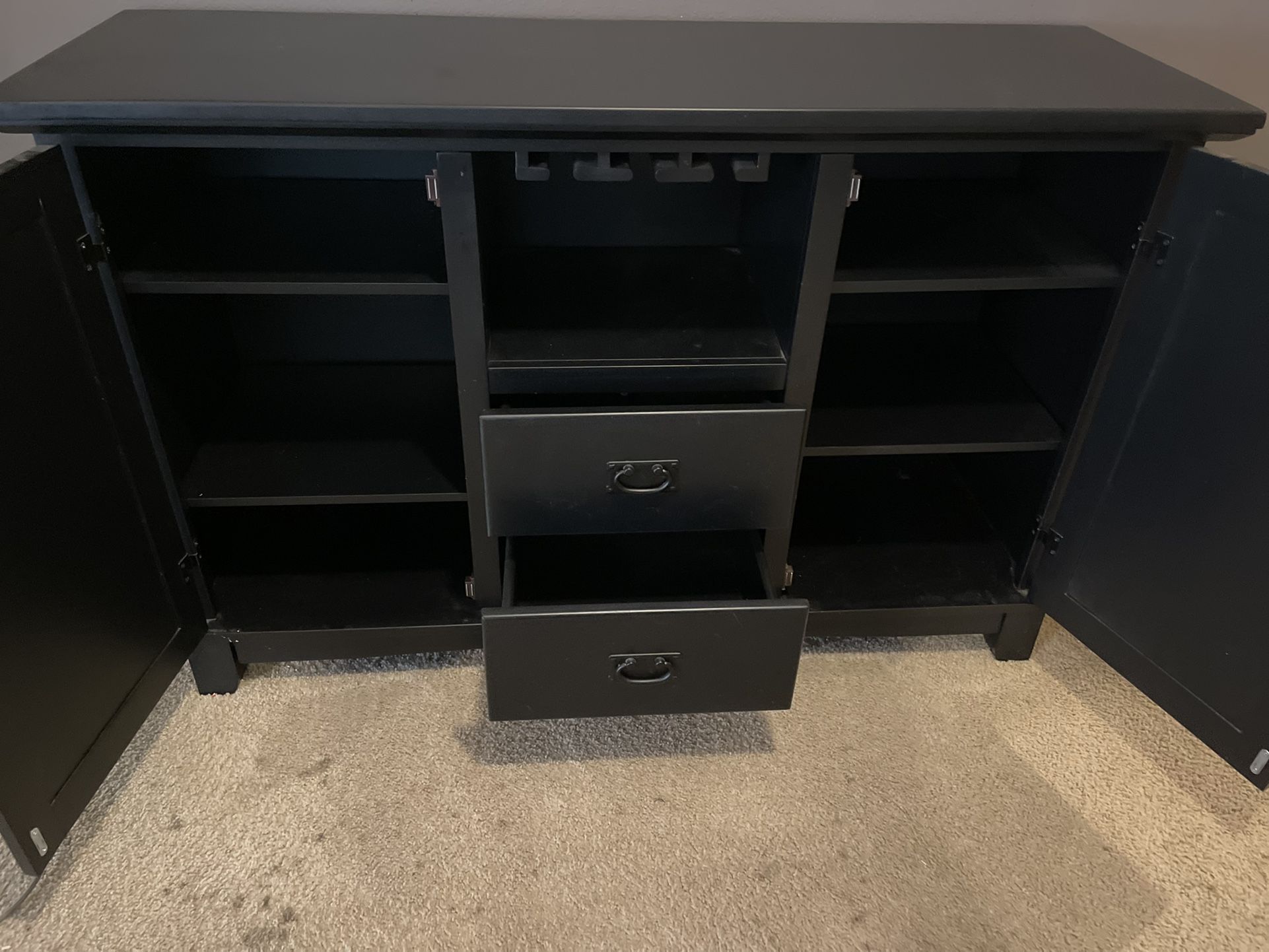 Solid Wood Black Buffet And Wine Rack for Sale in Edmonds, WA OfferUp
