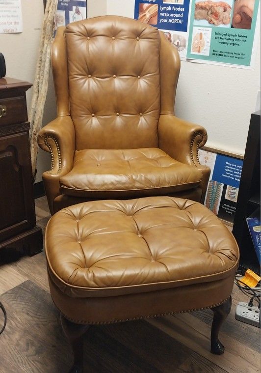 Leather Chair And Ottoman