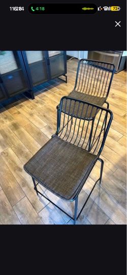 Set Of Two Counter Height Metal Barstools