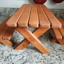 American Doll Picnic Table Wood Obo