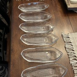 6 Antique Glass Corn Cob Dishes