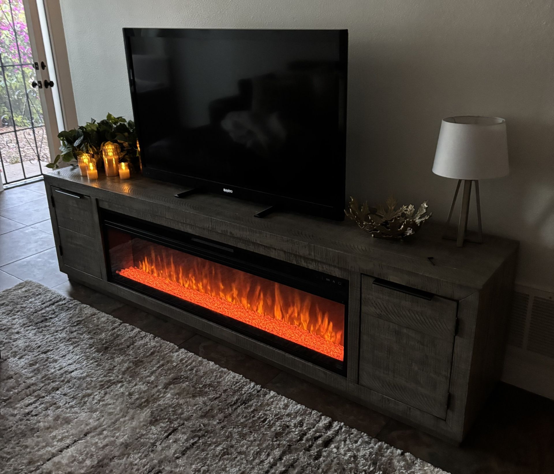 🔥 92” Ashley Furniture Naydell Fireplace TV Stand – Cozy, Stylish & Spacious! 🔥