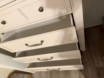White Wood Dresser with Silver Hardware
