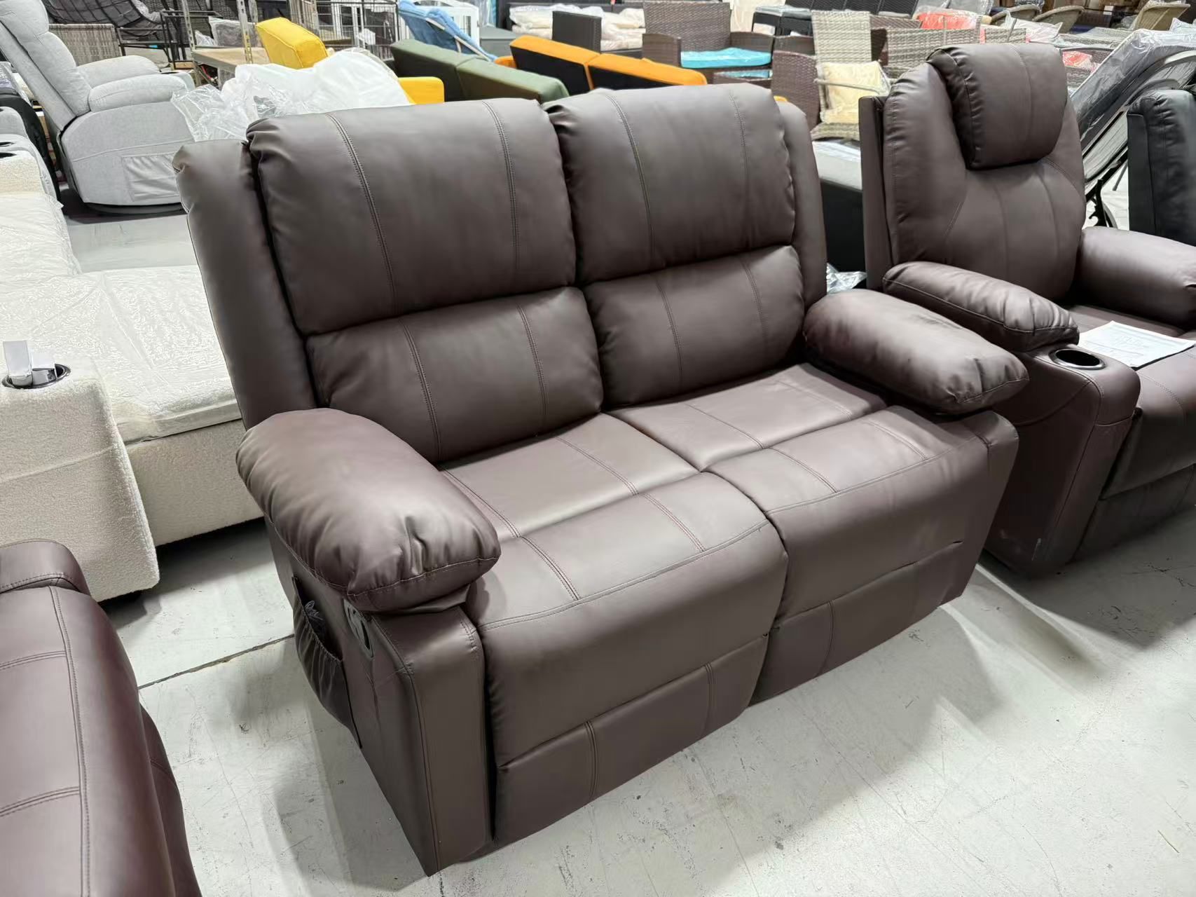 New Reclining Loveseat with Massage&Heat Function,Recliner Loveseat Sofa 2-Seater