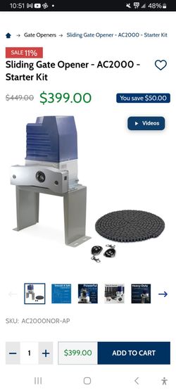 Sliding Gate Opener AC2000 Starter Kit