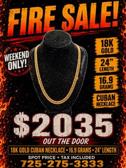 18K Yellow Gold Cuban Necklace – 16.9 Grams – Ask for David