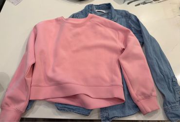 all in motion Light Pink Crewneck Sweatshirt Old Navy Jean Top, Large