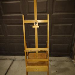 Large Wooden H-Frame Easel with Storage Drawer & Shelf