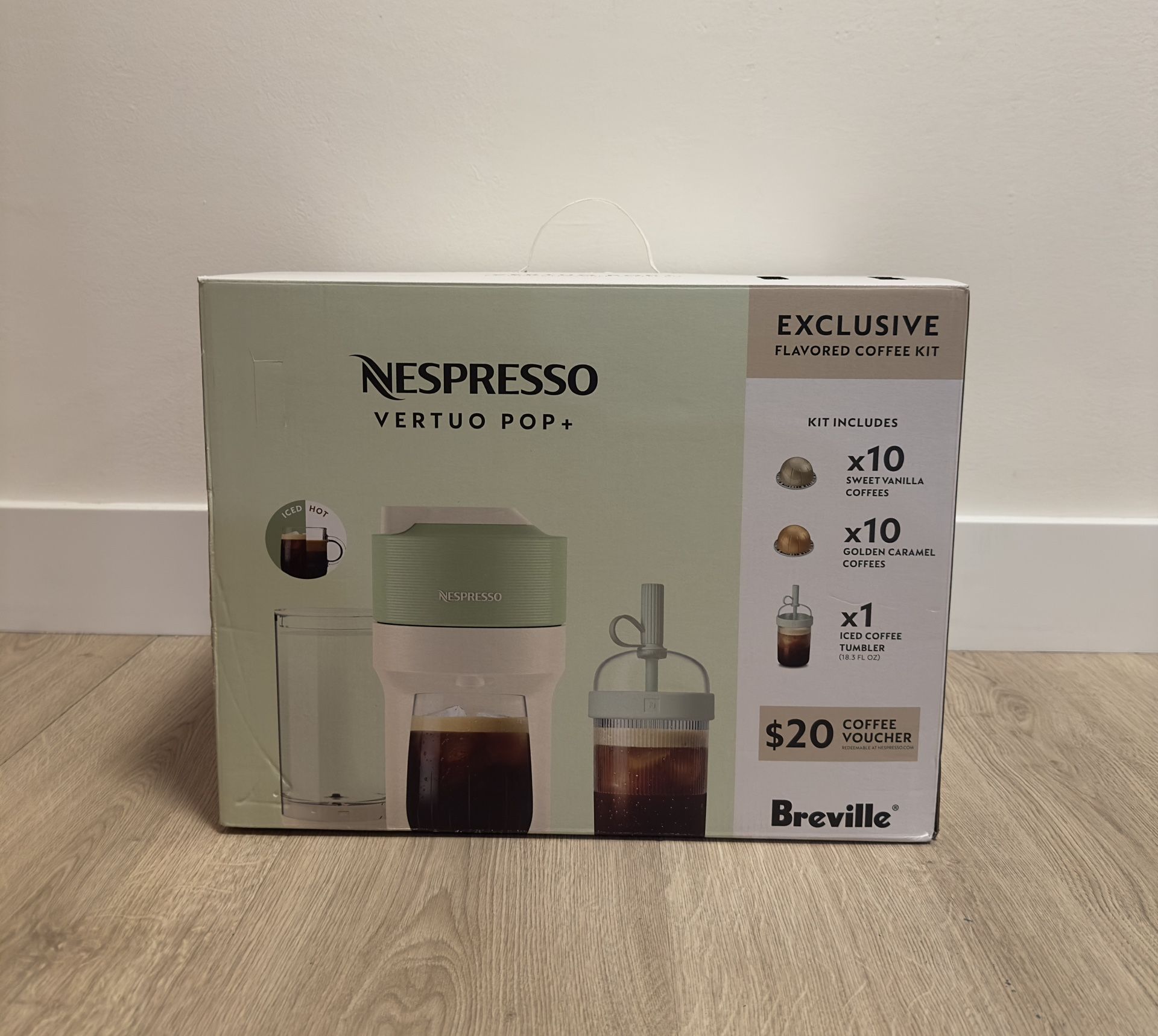 Nespresso Vertuo Pop+ Summer Limited Edition by Breville, Pistachio (Includes 20 Pods, $20 Voucher and Tumbler) **Brand New**