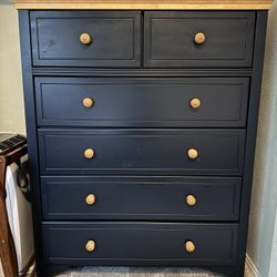 Blue + Wood Tall Dresser 