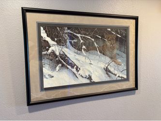 Robert Bateman Cougar Wildlife Framed Art Print – Estate Sale – Large