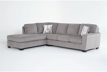 Grey L-Shaped Sectional Sofa + Matching Ottoman