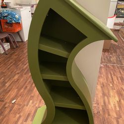 Green Wooden S-Shaped Shelf