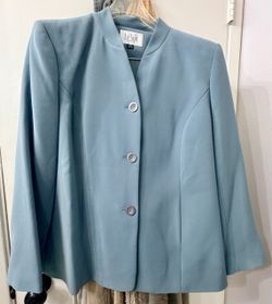 Le Suit Petite Light Blue Blazer Skirt Suit