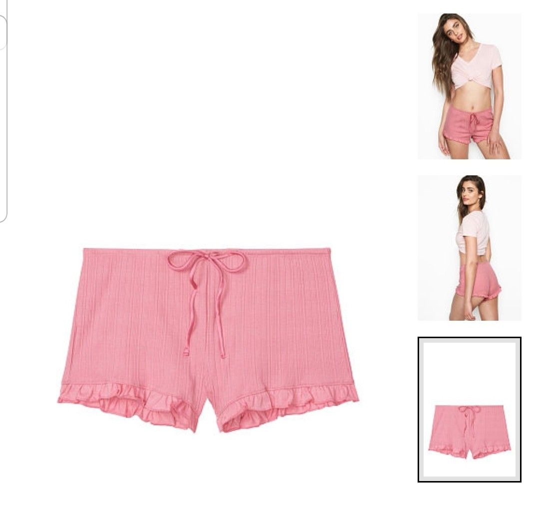 Ruffled ribbed sleep shorts xl
