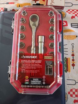 HUSKY 35 PIECE 3/8 INCH DRIVE 6 POINT PASS-THRU SET SAE/MM