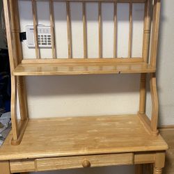 All Wood Bakers Rack With Drawer 
