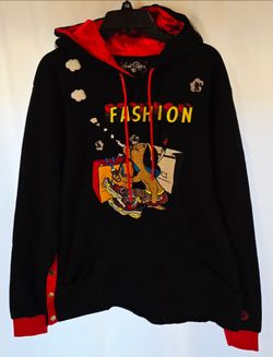 Makobi Black Graphic Hoodie with Red Liningm  L