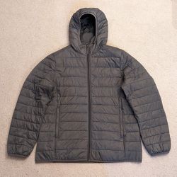 Amazon Essentials Hooded Puffer Jacket Mens L Large Grey Coat