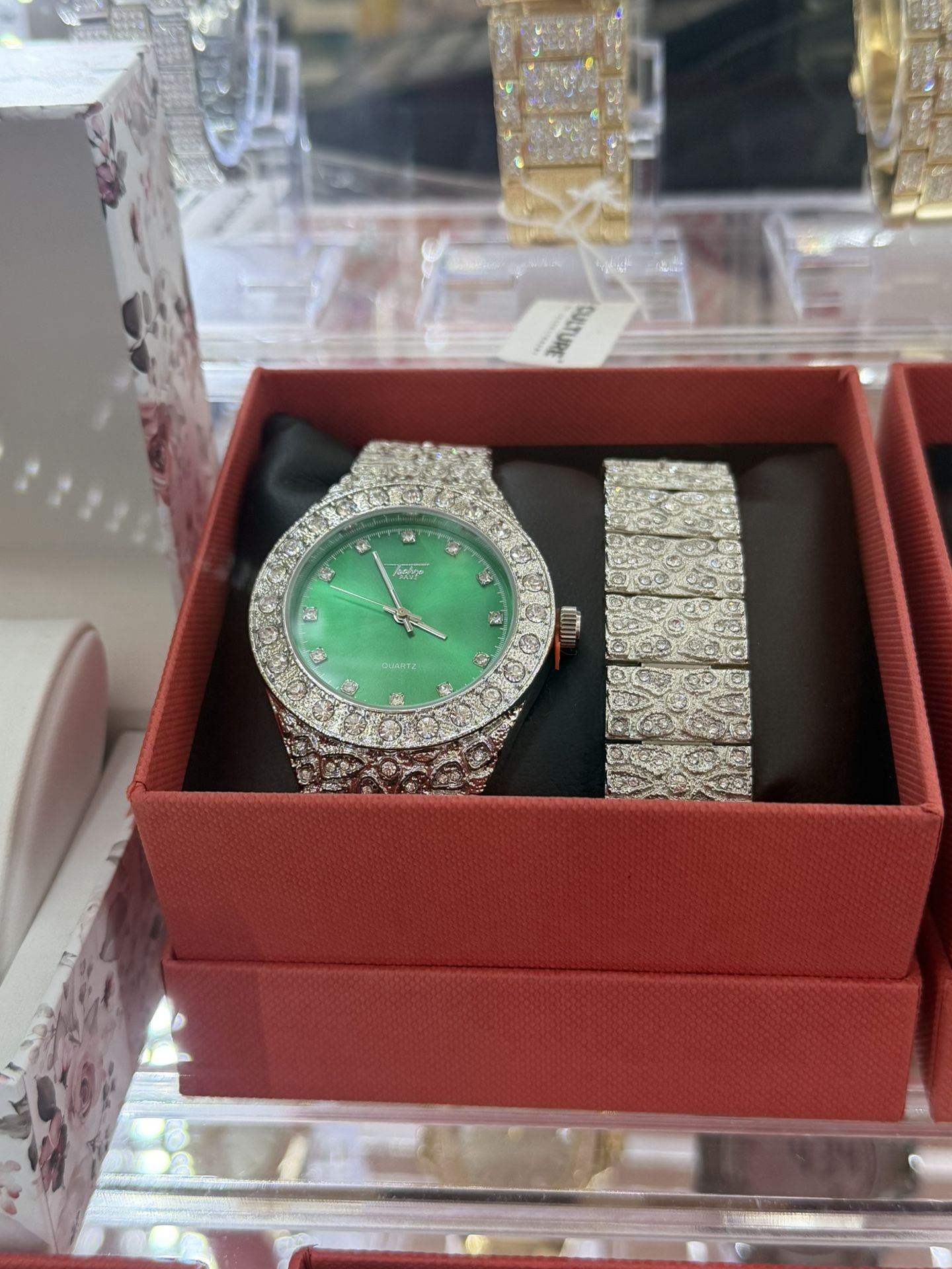 Dazzling Wristwear Collection: Iced-Out Watch and Bracelet Sets