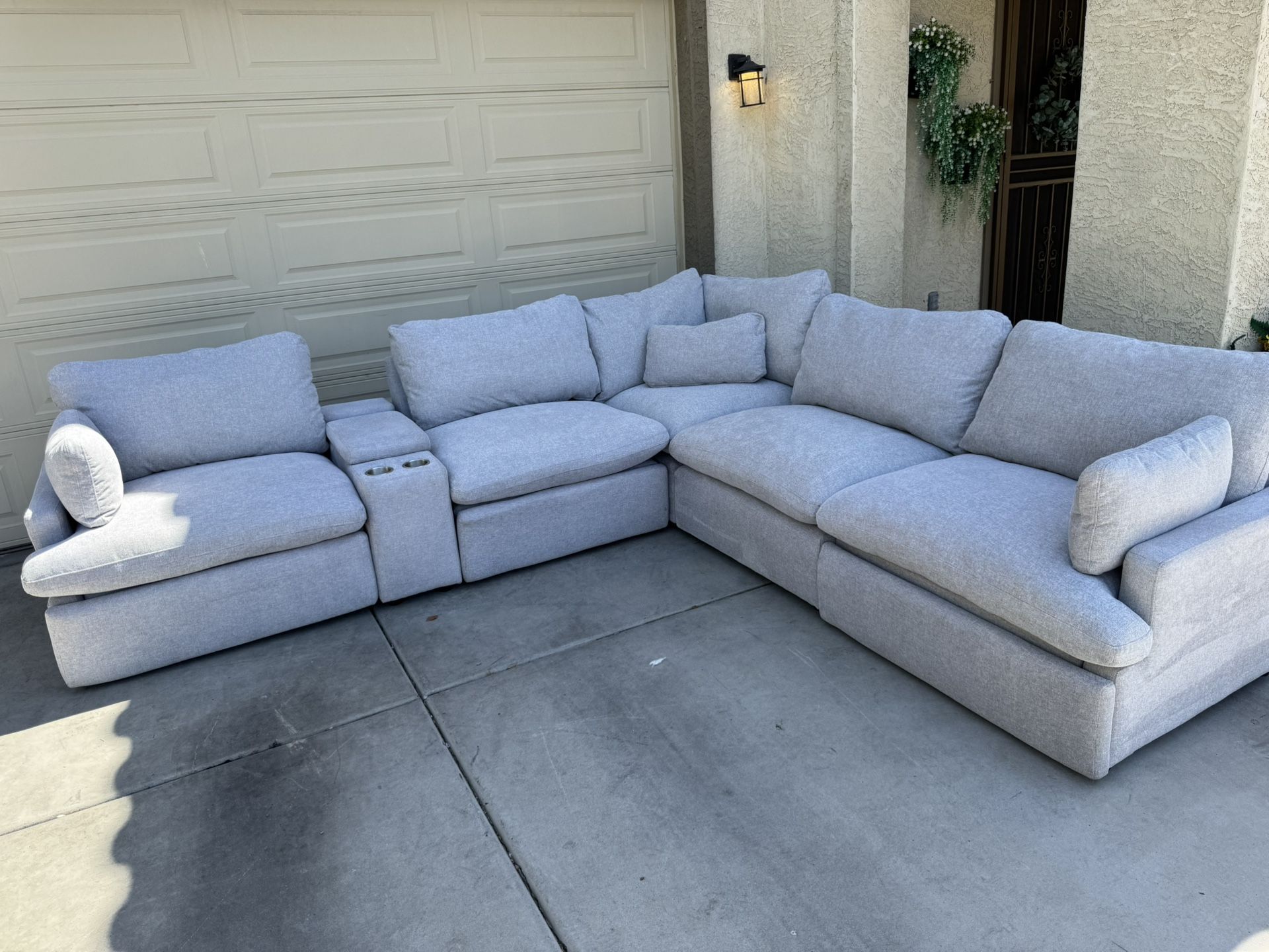 Modern Grey Cloud Reclining Sectional