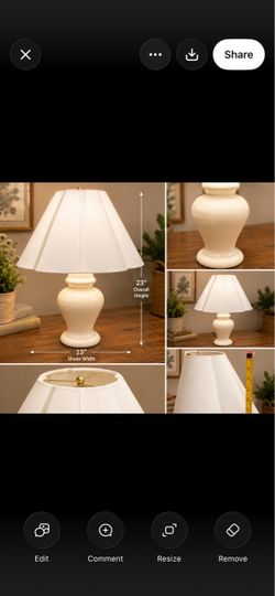 Cream-colored ceramic table lamp