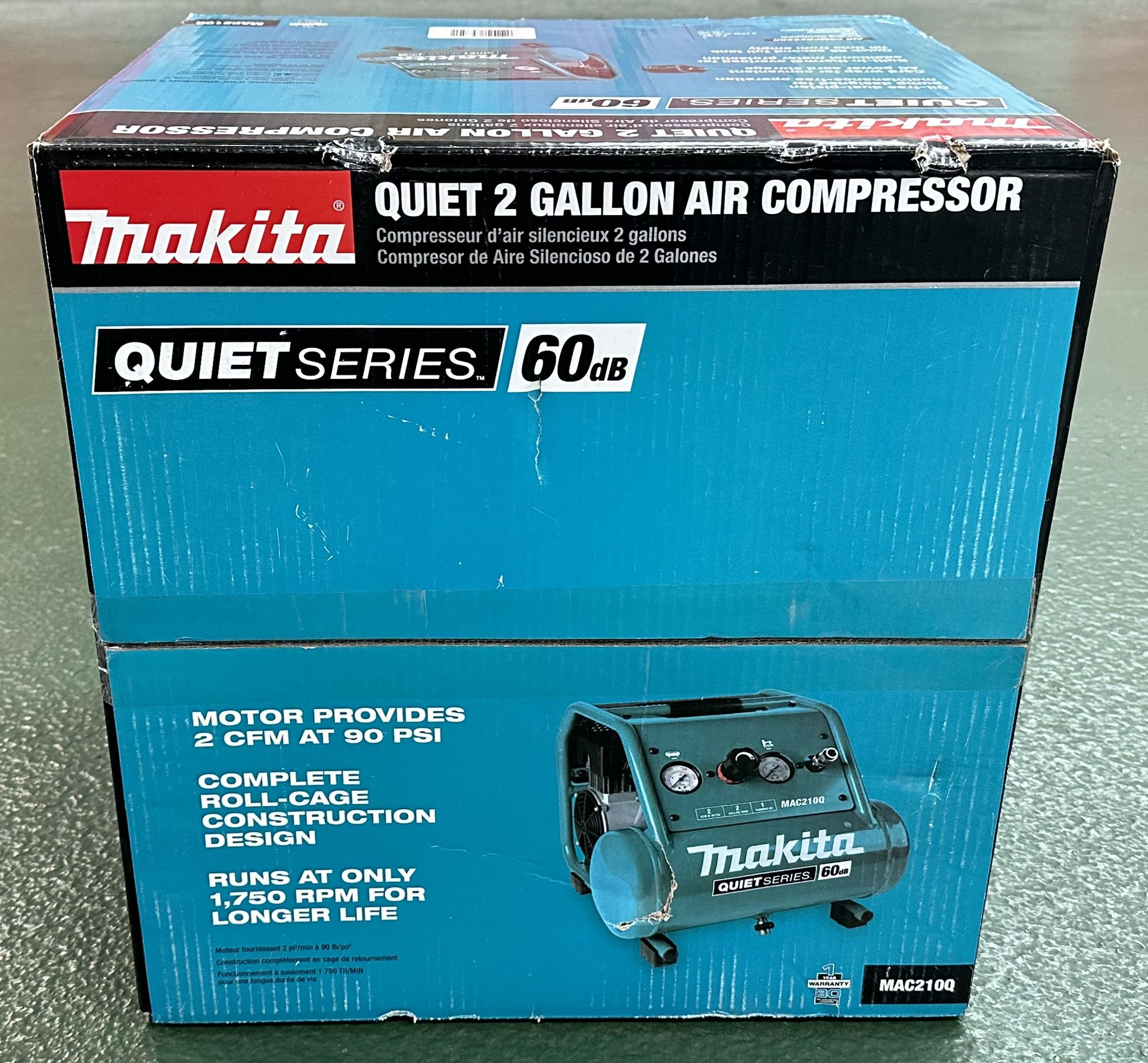 NEW! Makita MAC210Q Quiet Series 2 Gallon 1 HP Oil-Free Electric Air Compressor
