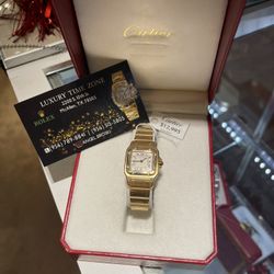 SMALL LADY CARTIER SANTOS 18K GOLD