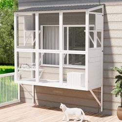 Catio Cat Window Box Cat Enclosure for Multiple Indoor Cats,Outside Wood Cat House, White $99  Warehouse Address: 2745 Boone st  Columbia sc 29204 Beh